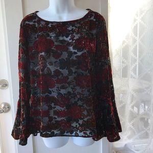 Karen Kane Sheer Floral Long Flare Sleeve